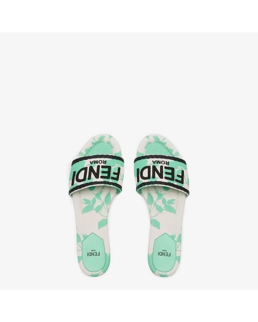 Fendi Green Canvas Slides