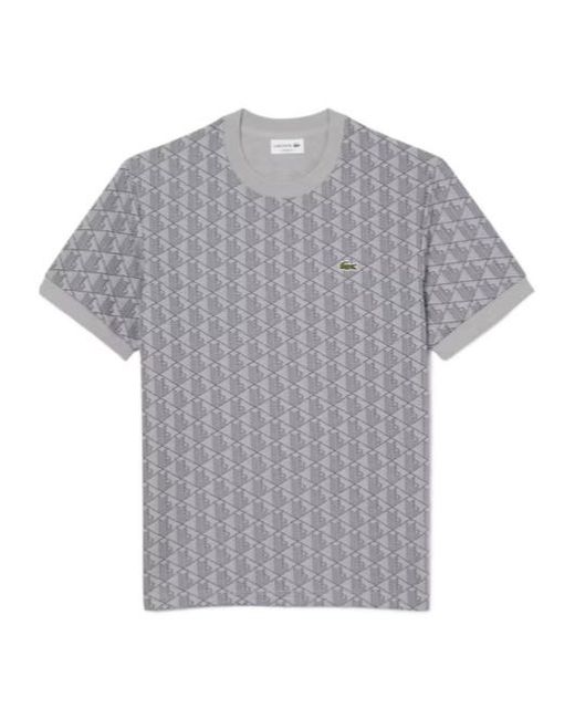 Lacoste Gray Geometric Pattern T-Shirt for men