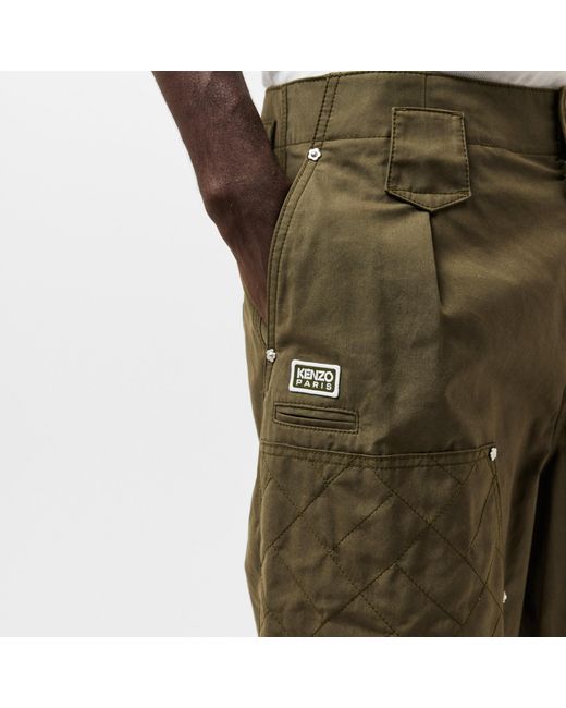 KENZO Green Workwear Wide-Leg Trousers for men