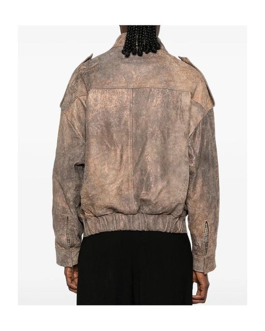 Giorgio Brato Brown Long-Sleeve Leather Jacket