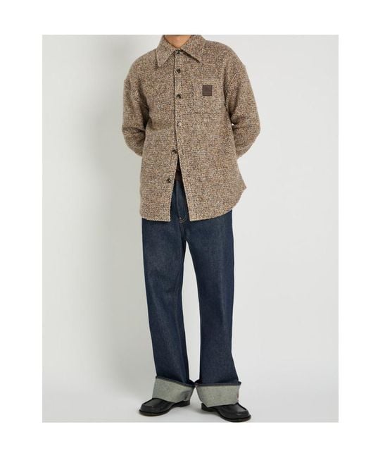 Loewe Brown Logo-Appliquéd Patterned Wool-Blend Jacket for men