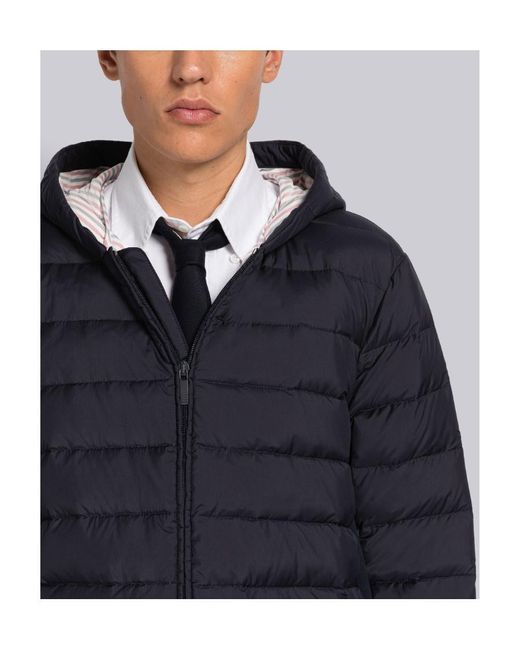 Thom Browne Blue Padded Hooded Down Jacket for men