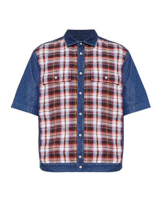 DSquared² Blue Plaid Patterned Buttoned Denim Shirt for men