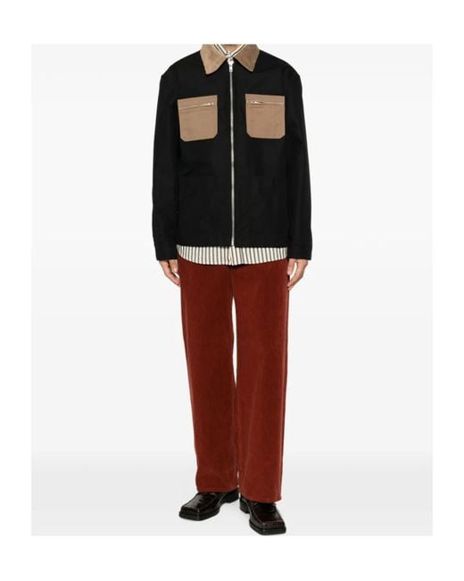 Marni Black Contrast-Collar Patch-Pocket Jacket for men