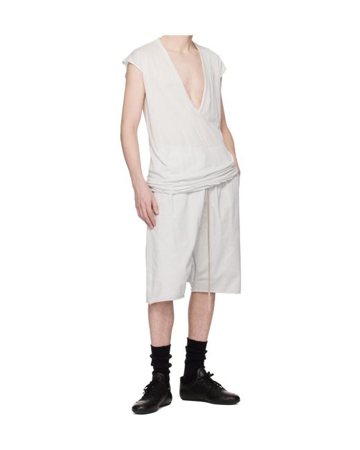 Rick Owens Gray Temple Drawstring Shorts for men