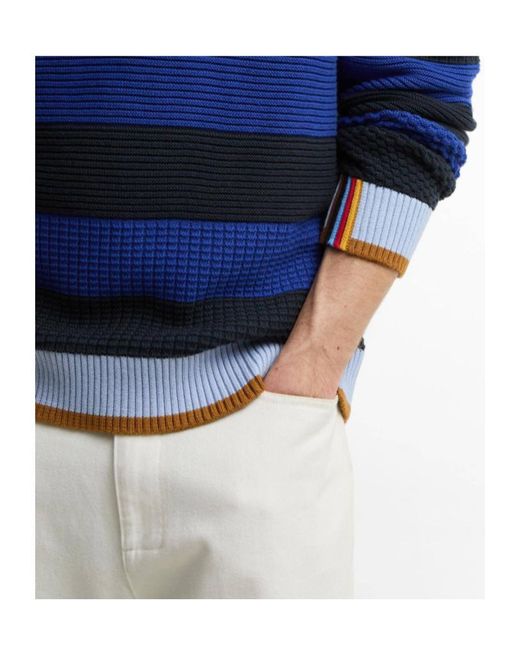 Barbour Blue X Paul Smith Southwold Striped Sweater for men