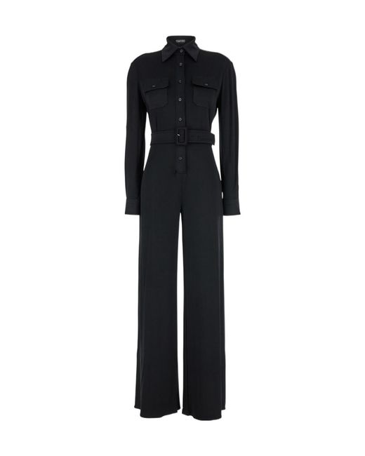 Tom Ford Black Straight-Leg Jersey Jumpsuit