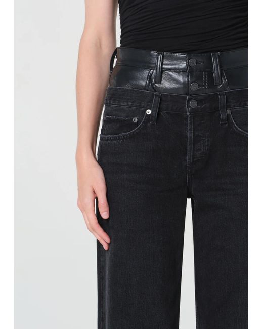 Agolde Black Elson Double-Waist Jeans
