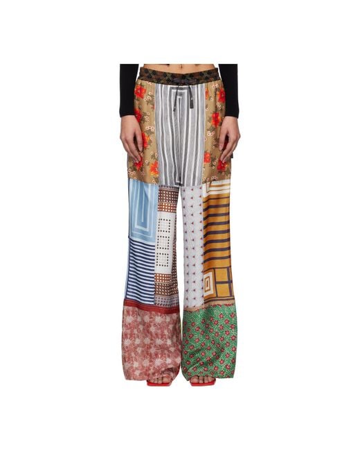 MARINE SERRE Multicolor Regenerated Silk-Scarves Trousers for men