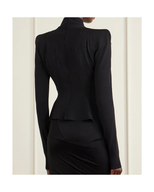 Rick Owens Blue Asymmetric Zip Fitted Jacket