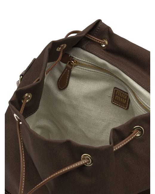 Miu Miu Brown Logo Backpack
