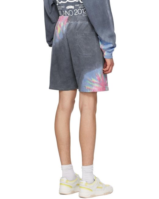 MSGM Blue Logo Printed Tie Dyed Bermuda Shorts for men