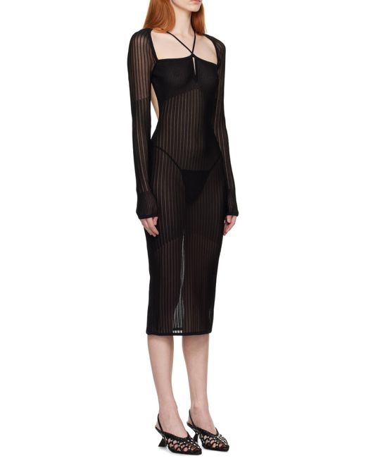 Nensi Dojaka Black Ribbed Maxi Dress