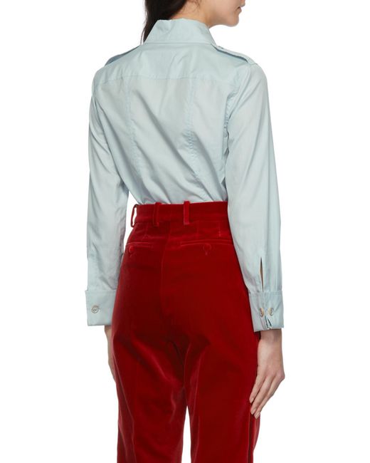 Gucci Blue Pointed Collar Buttoned Shirt
