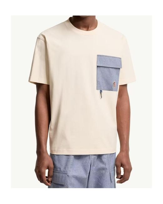 Moncler White Grenoble Logo Patch Crewneck T-Shirt for men