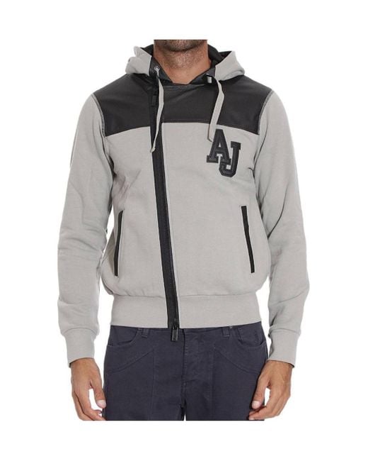 Armani Jeans Gray Hooded Casual Jacket for men