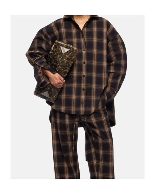 The Attico Brown Diana Checked Long-Sleeve Shirt