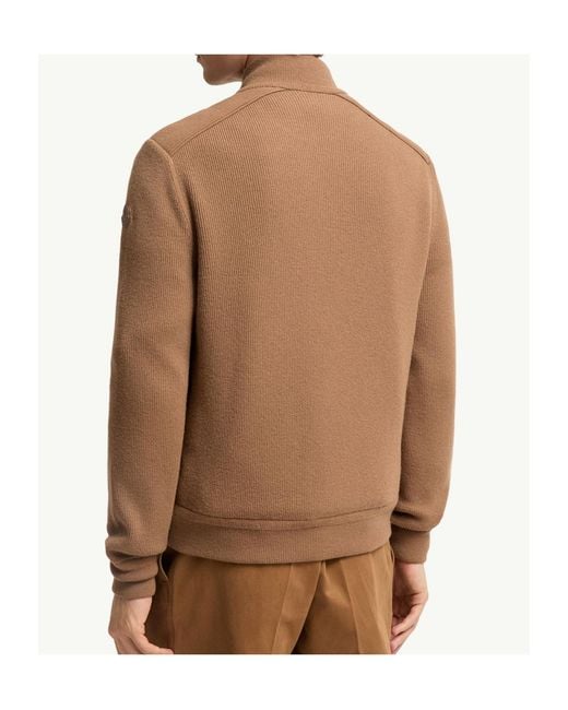 Moncler Brown Wool Cashmere Blend Padded Zip-Up Cardigan for men