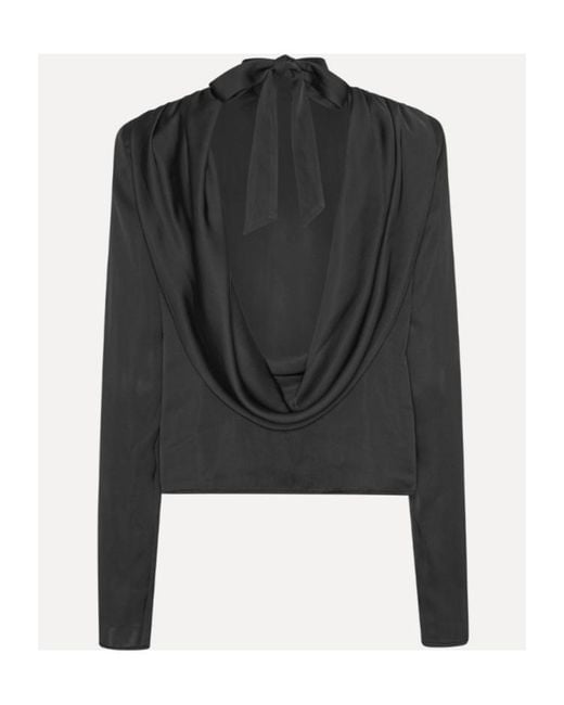ROTATE BIRGER CHRISTENSEN Black Draped-Back Top