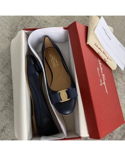Ferragamo Blue Varina Ballet Slippers