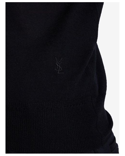 Saint Laurent Black Cassandre Turtleneck Long-Sleeved Jumper