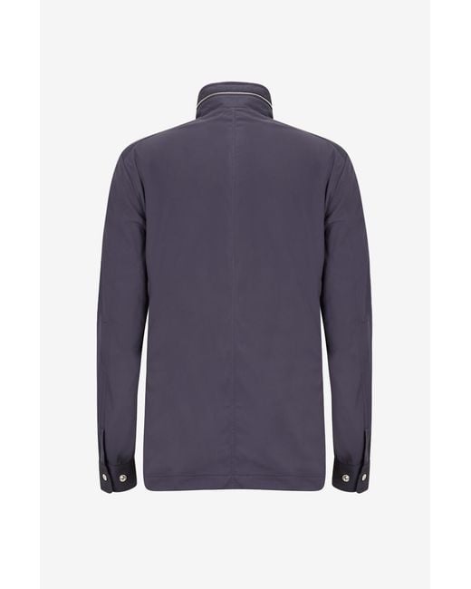 Moorer Blue Long-Sleeved Casual Jacket for men