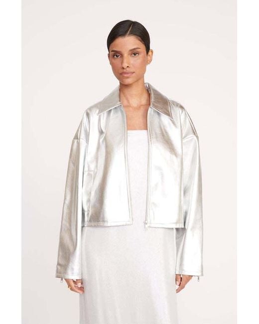 Staud White Long-Sleeved Casual Jacket