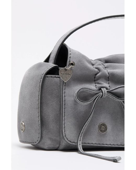 Acne Gray Multipocket Suede Shoulder Bag