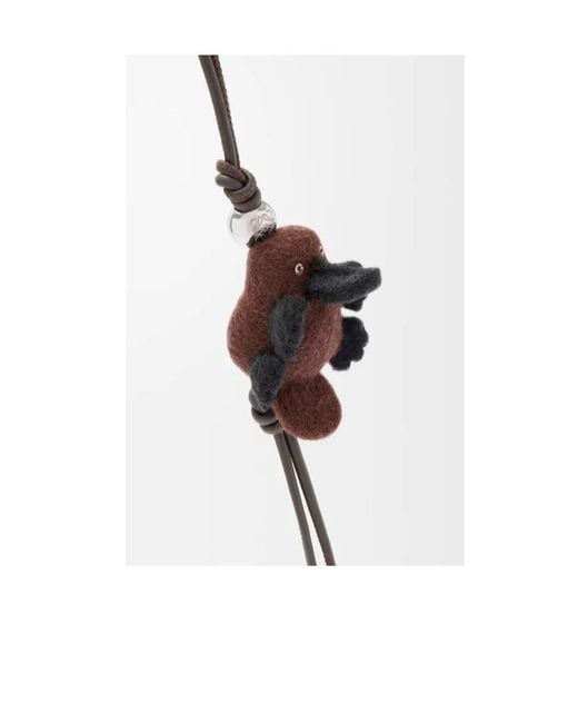 Loewe White Platypus Charm Felt Keyring