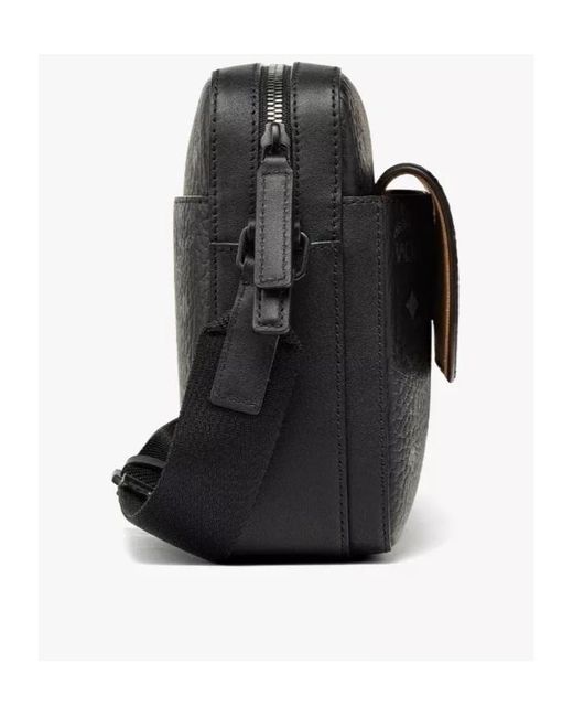 MCM Black Medium Aren Visetos Mailman Shoulder Bag for men