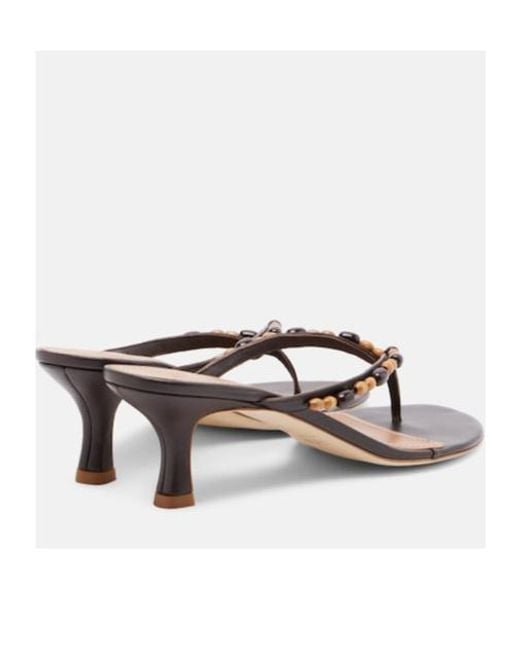 Staud Pink Freja Beaded Leather Thong Sandals