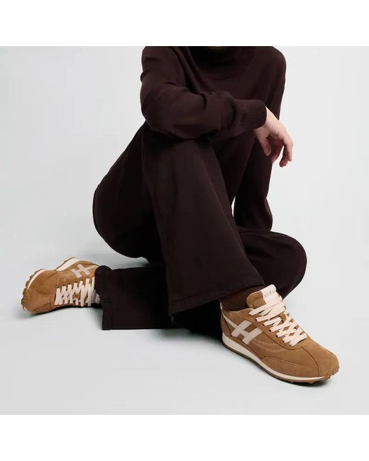 Hogan Brown Logo-Patch Sneakers