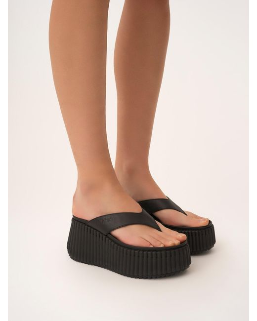 Chloé Black Platform Ridged-Sole Sandals