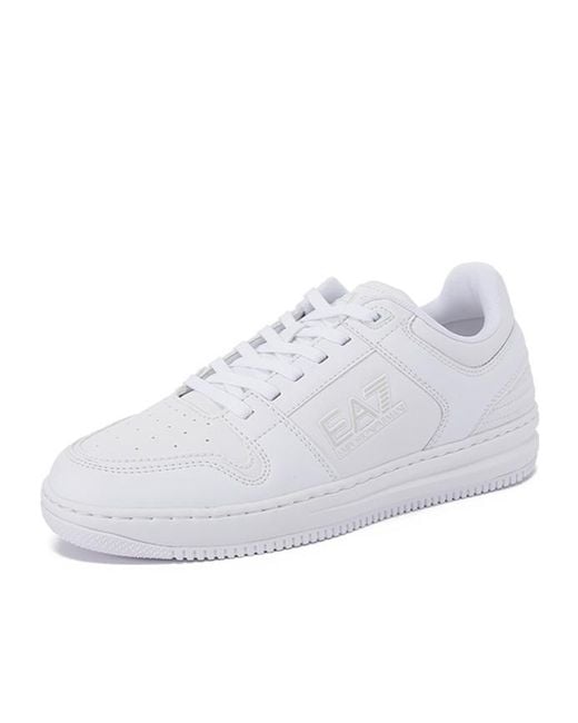 EA7 White Lace-Up Logo-Print Trainers for men
