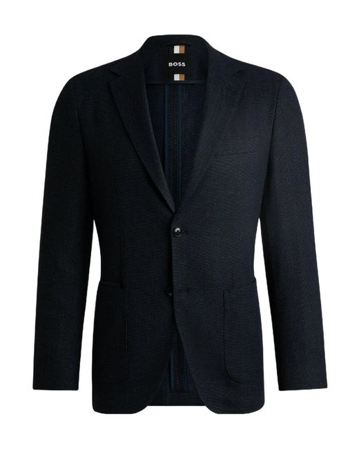 Boss Blue Single-Breasted Blazer for men