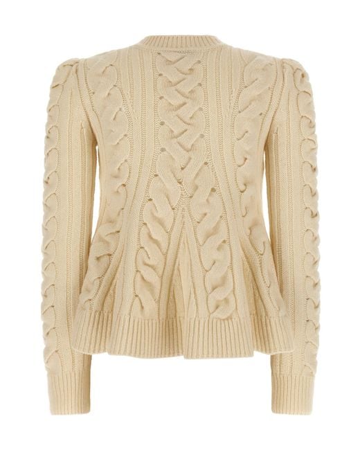McQueen Natural Peplum Cable-Knit Jumper