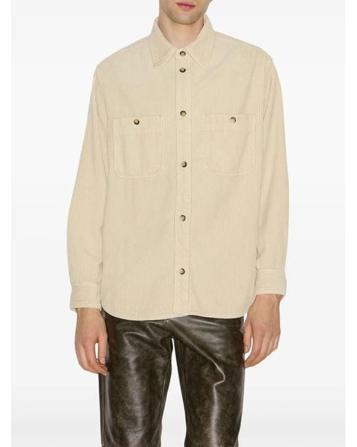 Isabel Marant Natural Nario Buttoned Corduroy Shirt for men