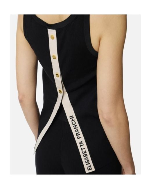Elisabetta Franchi Black Button Detailed Knit Top