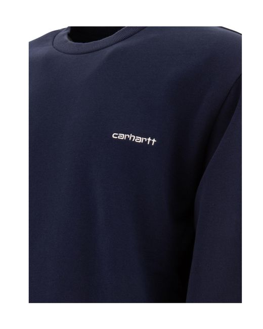 Carhartt Blue Script Embroidered Crewneck Sweatshirt for men