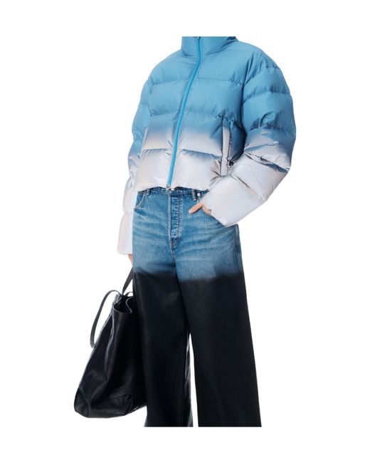 Alexander Wang Blue Reflective Cropped Puffer Coat
