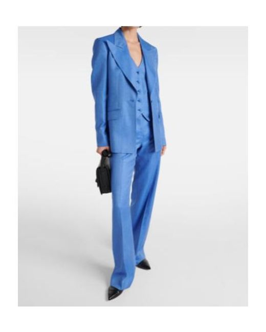Gabriela Hearst Blue Coleridge Wool, Silk, And Linen Vest