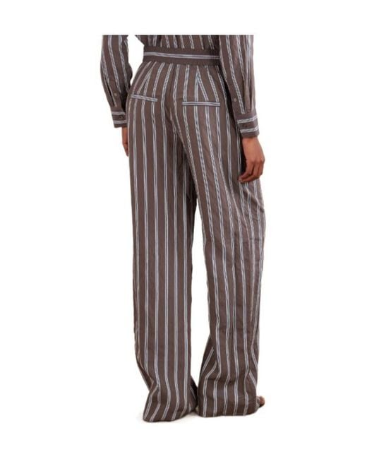 Veronica Beard Purple High-Waisted Striped Pants