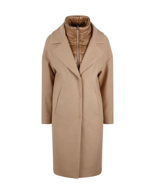 Herno Natural Padded-Collar Single-Breasted Long Sleeved Coat