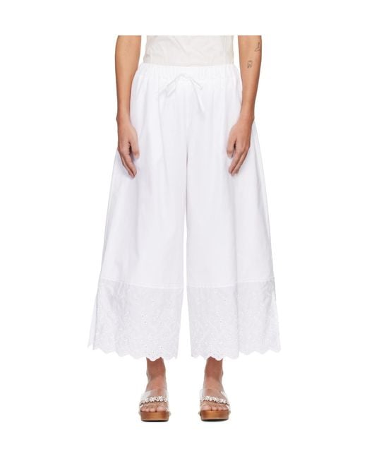Simone Rocha White Cropped Trim Trousers