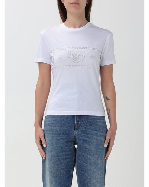 Chiara Ferragni White Studded-Logo Cotton T-Shirt