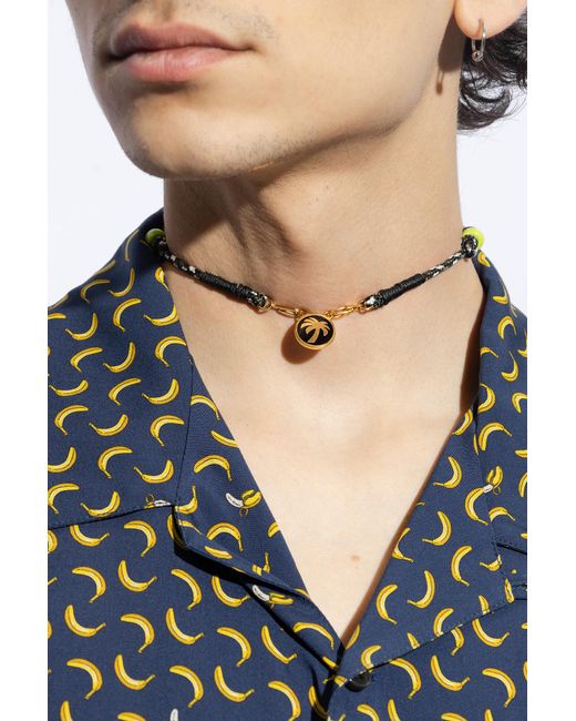 Palm Angels Metallic Logo Charm Choker for men