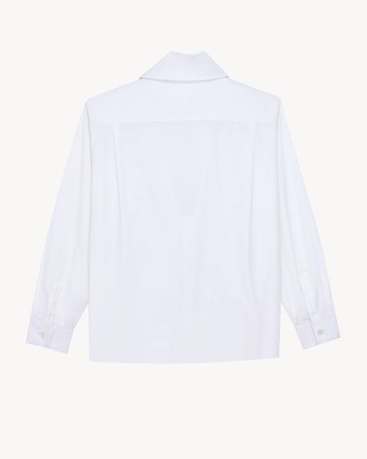 Saint Laurent White Lavallière Broad- Shoulder Shirt