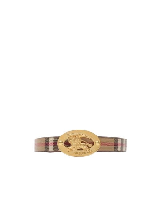 Burberry White Thin Reversible Check Oval Belt