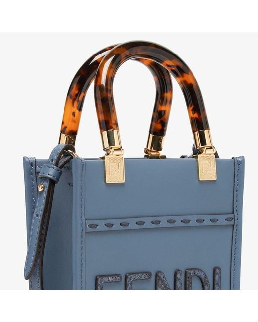 Fendi Blue Leather And Elaphe Mini-Bag
