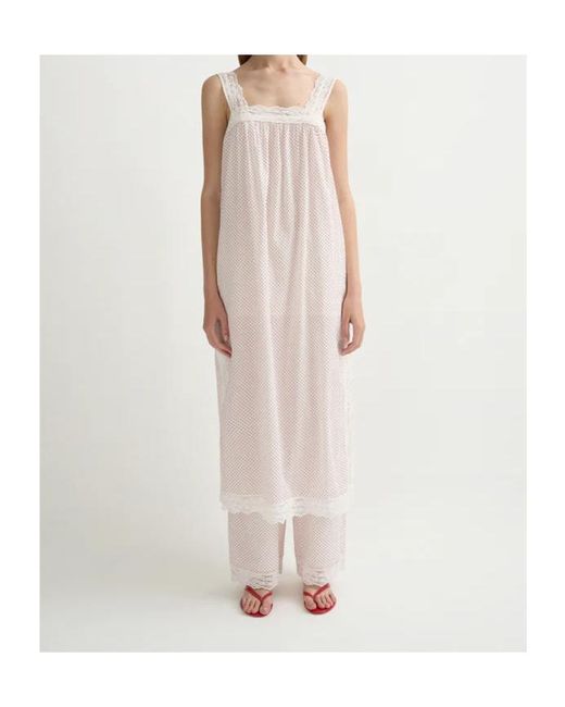 Posse White Marlowe Polka-Dot Lace-Trim Midi Dress
